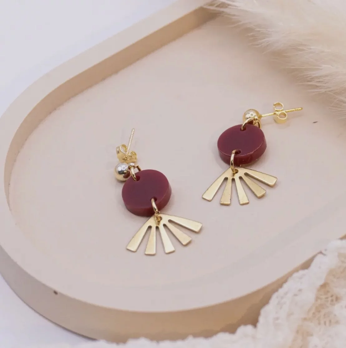 Boucles d'oreilles en acrylique Boho Boho Leaf