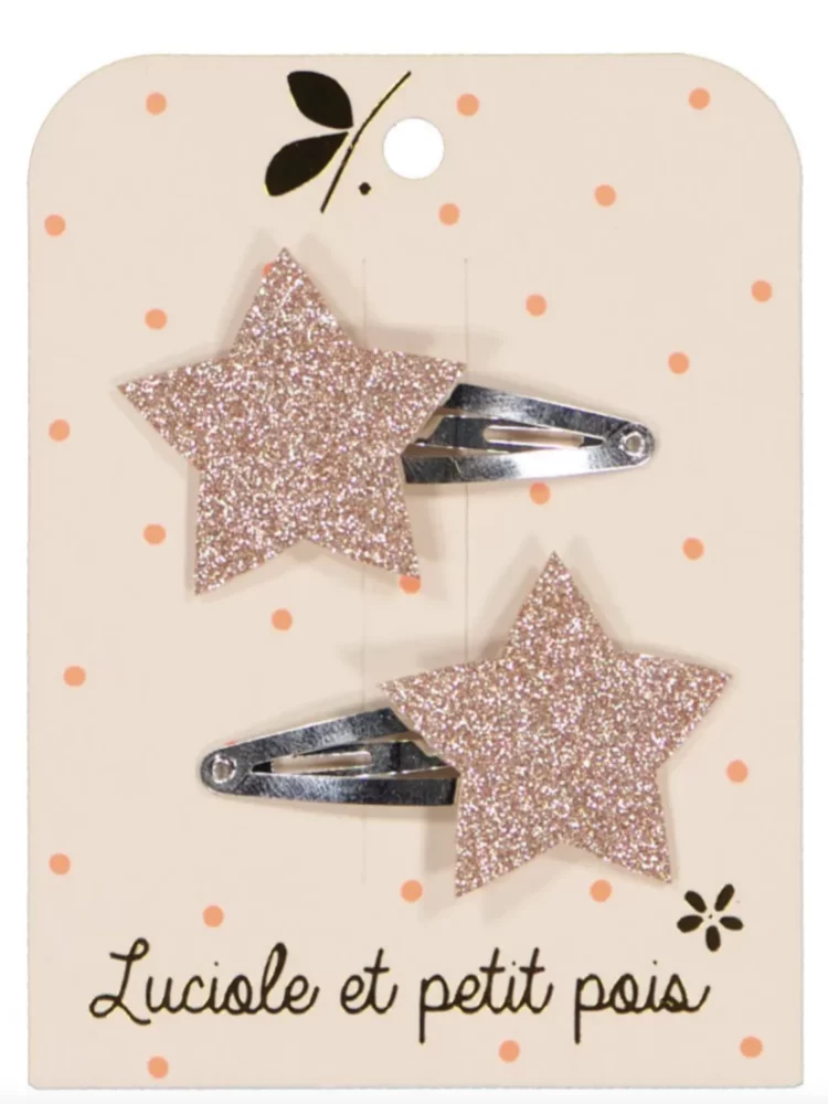 Barrettes étoiles - Glitter rose (paire)
