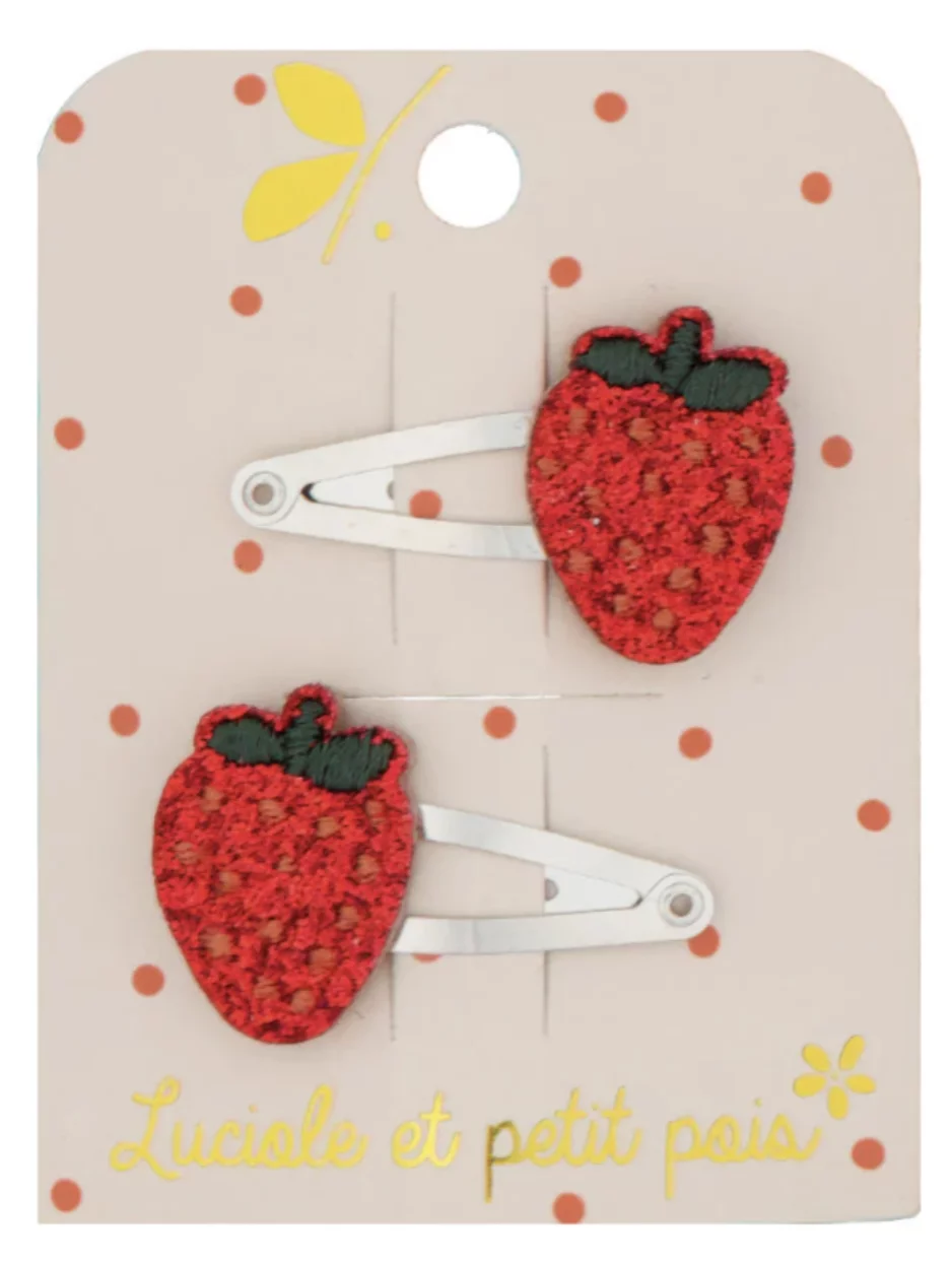 Barrettes mini fraises (paire)