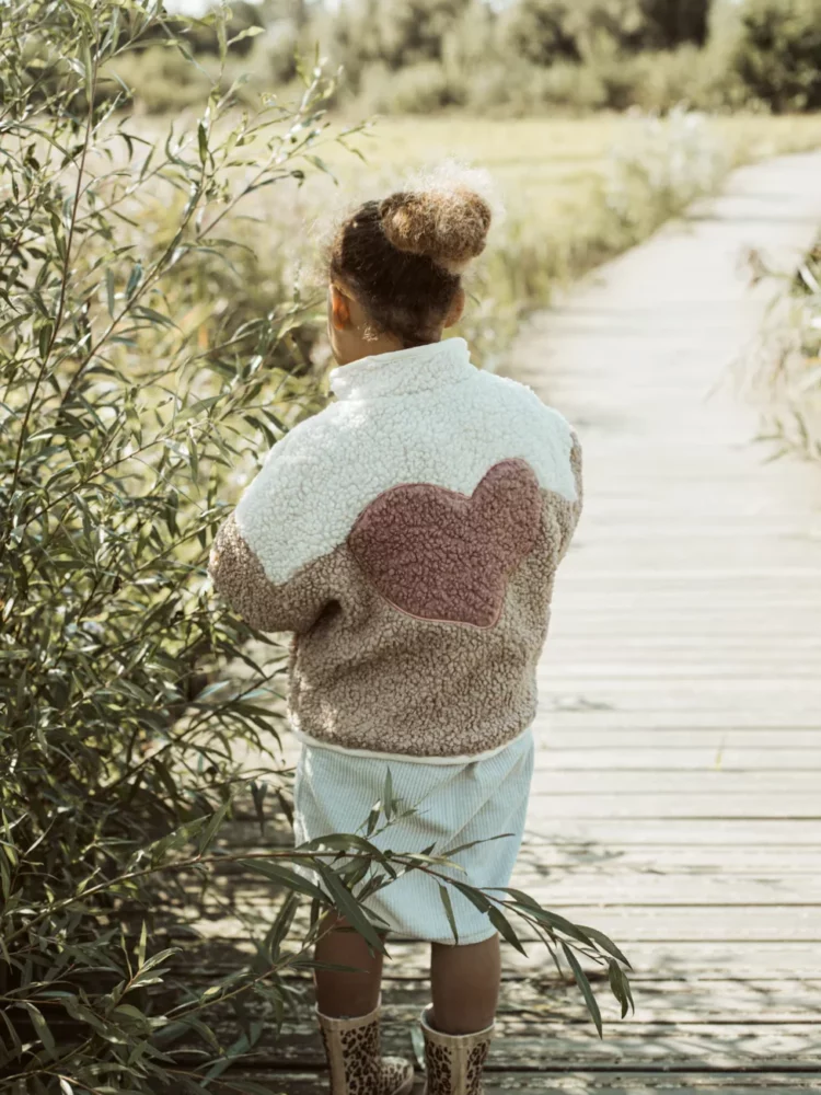 Polaire petit ours en peluche veste coeur canneberge