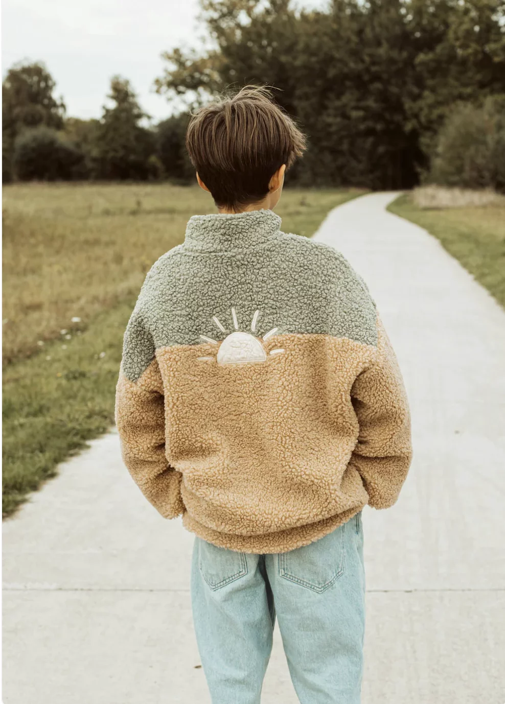 Polaire petite veste de soleil en peluche vert doux