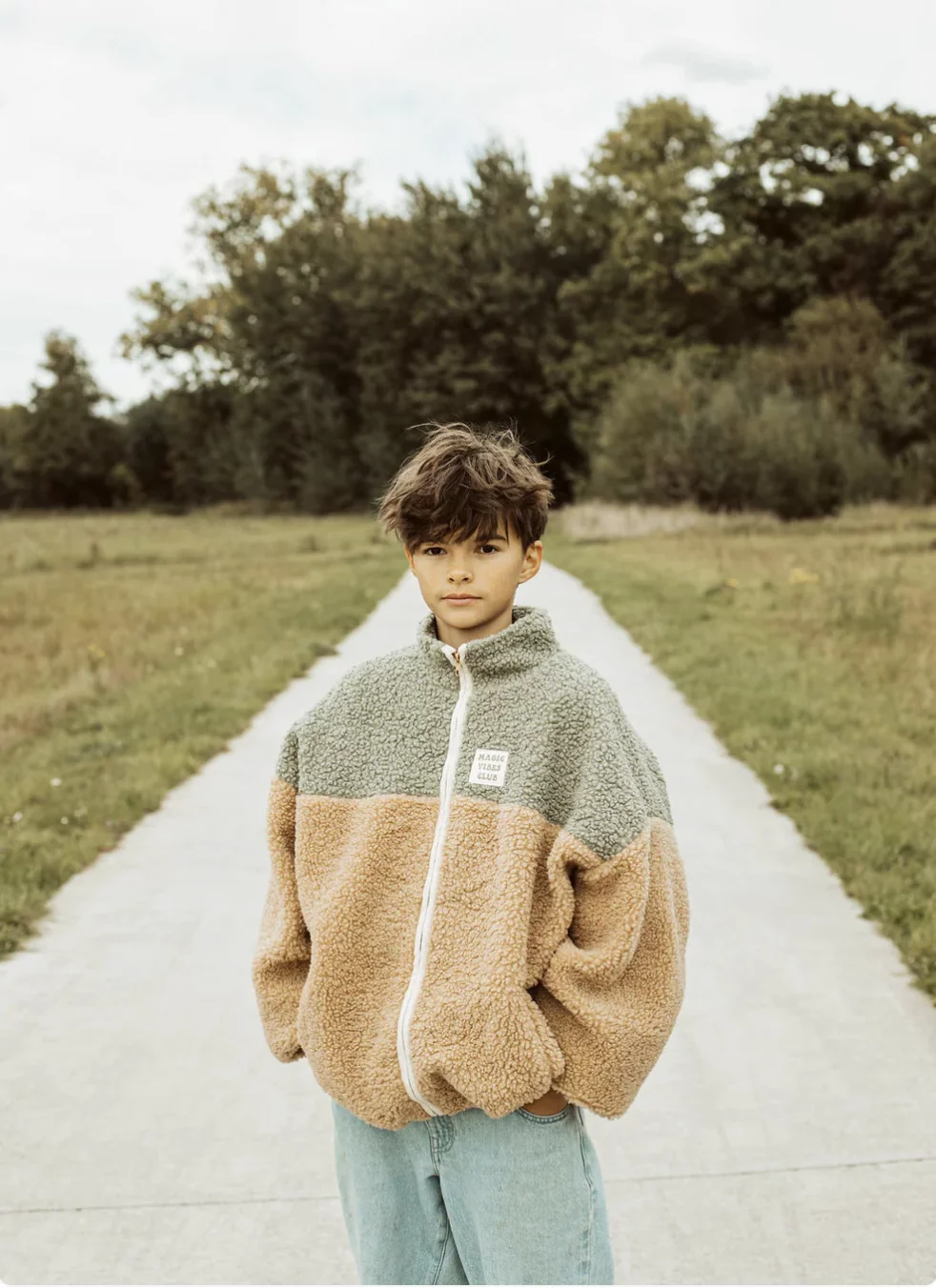 Polaire petite veste de soleil en peluche vert doux – Image 3