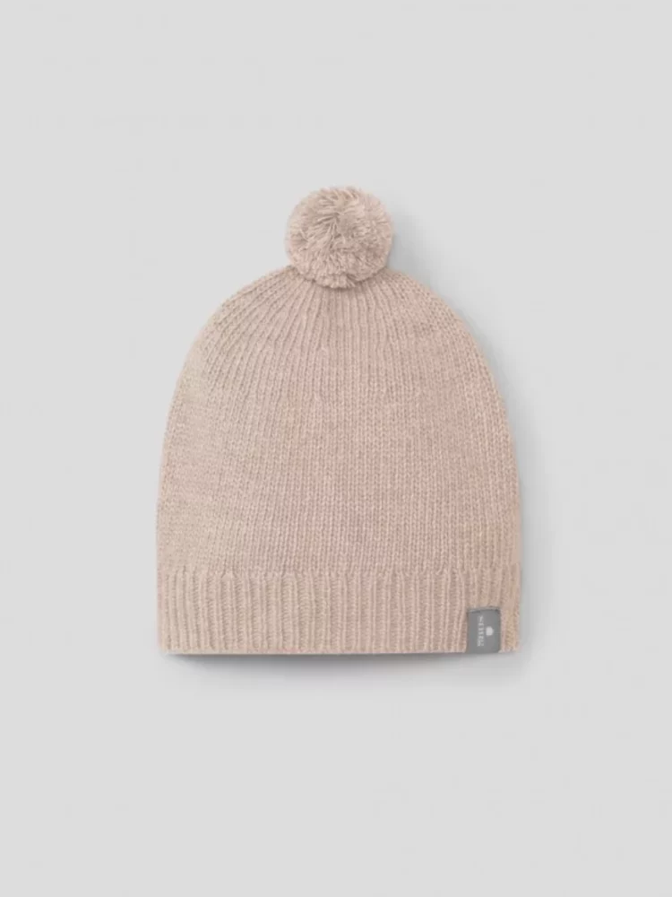 Bonnet tricoté avec pompon rose 3-6 mois