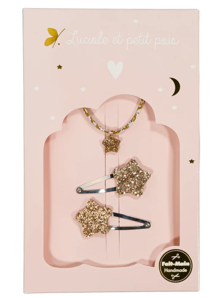 Coffret Bubble star - Barrettes Bubble star & bracelet Feather Meadow