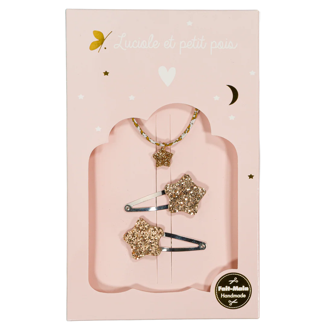 Coffret Bubble star - Barrettes Bubble star & bracelet Feather Meadow