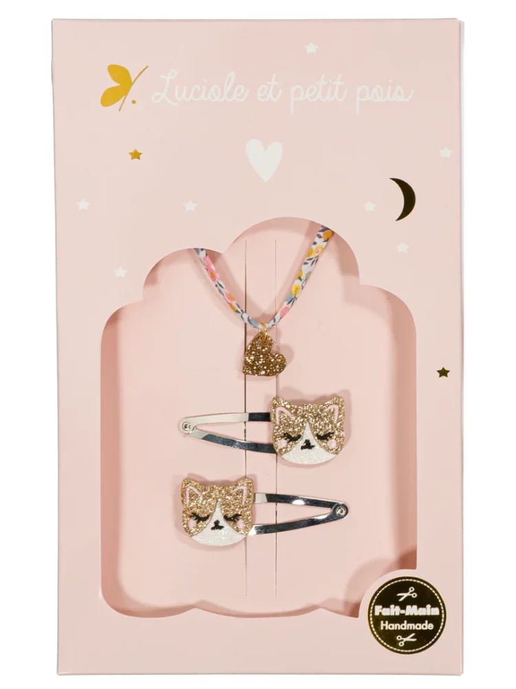 Coffret Pompon - Barrettes Kitty & bracelet Wiltshire bud