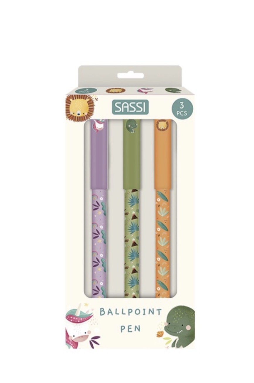 Set Stylos à Bille – Licorne, Dinosaure & Lion