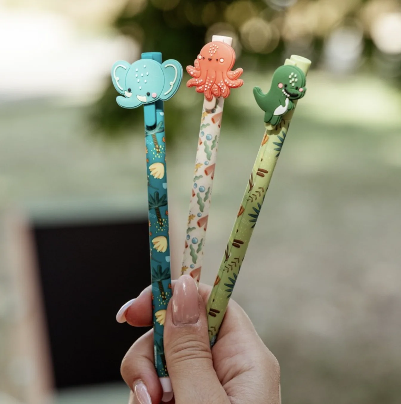 Set de Stylos Gel Effaçables – Éléphant, Dinosaure et Pieuvre – Image 3